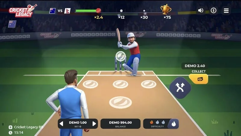 Layar permainan Cricket Legacy BB
